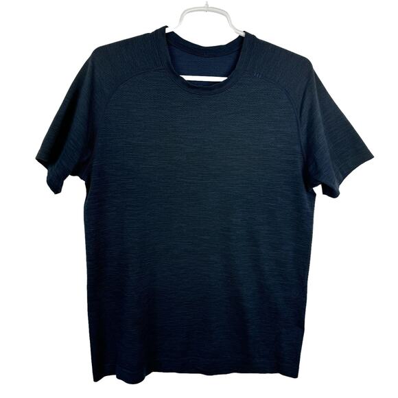 Men's Lululemon Navy Crewneck Short Sleeve Workout Training T-Shirt Top Medium - Picture 1 of 6